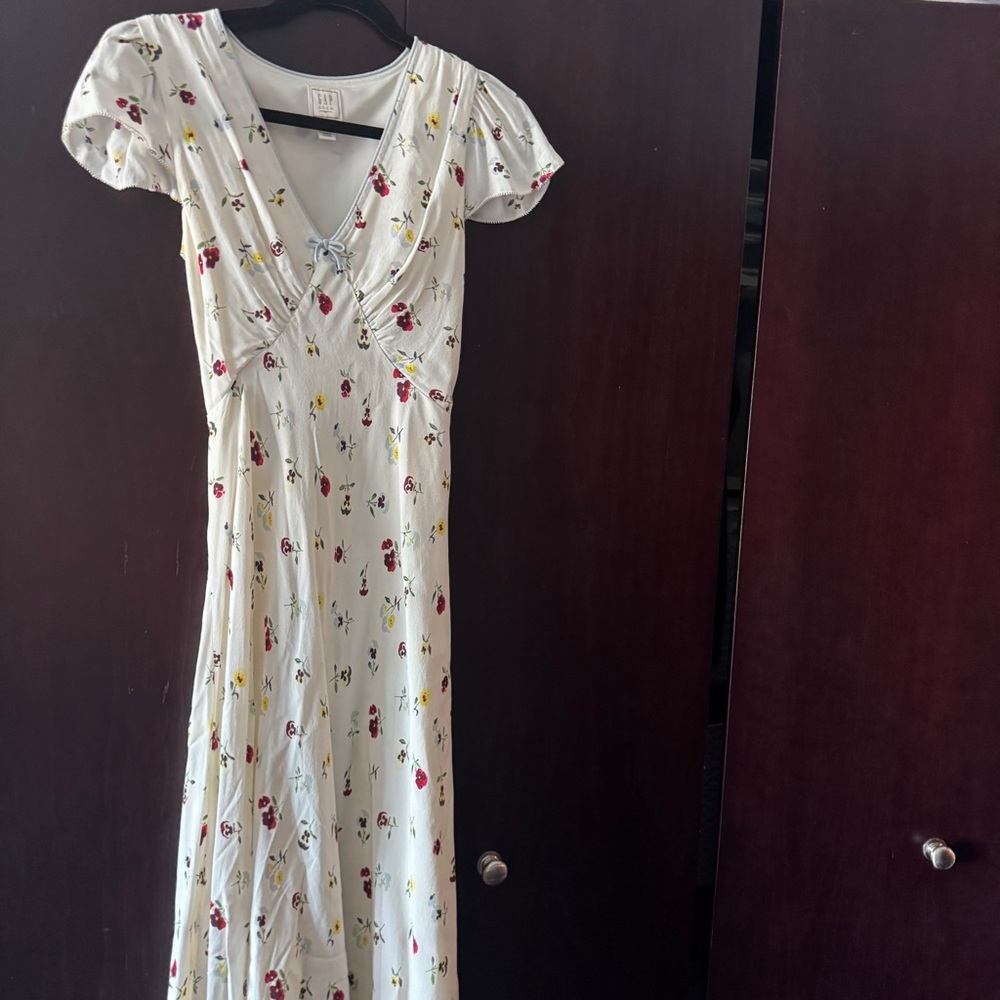 Gap x Doen limited edition collab white floral midi dress size 0